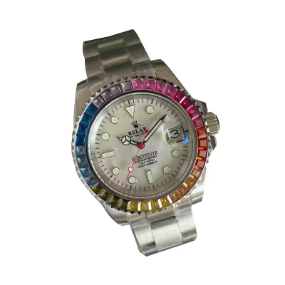 Rainbow Bezel White Pearl NH35