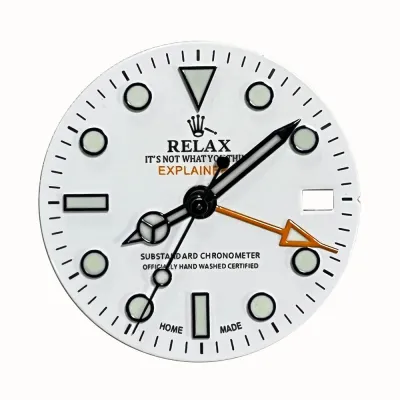 White Glossy GMT Dial With Hands Set